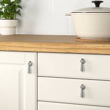 Inexpensive hardware for 1950s and 1960s kitchen cabinets. Mossaryd Stainless Steel Colour Drop Handle 49 Mm Ikea