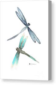 Dragonflies Image Painting Watercolor Art Print Canvas Print Canvas Art By Joanna Szmerdt In 2020 Dragonfly Painting Watercolor Dragonfly Dragonfly Images
