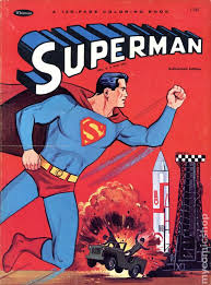One deluxe shaped superman coloring book with foil cover and 30 stickers and one classic superman coloring book. Superman Coloring Book Sc 1965 1980 Whitman Comic Books 1965