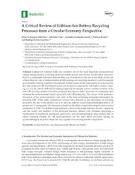 Damaged and defective batteries have been responsible for numerous transportation incidents. Pdf A Critical Review Of Lithium Ion Battery Recycling Processes From A Circular Economy Perspective