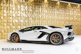 Lamborghini has been producing svs since they produce supercars. White And Gold Lamborghini Aventador Svj Is Screaming To Be Adopted Carscoops Gold Lamborghini Lamborghini Aventador Classic Cars