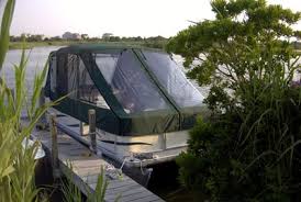 Boat pontoon 4 bow bimini top replacement canvas with zippered pockets no frame. Pontoon Boat Enclosures And Cabanas