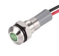 Signal Indicator Light AC/DC 12V-24V 6mm, Green LED Metal Shell 5pcs