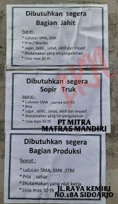 Pt bank negara indonesia (persero) adalah bank bumn (badan usaha milik negara) yang 60 persen sahamnya dimiliki oleh pemerintah. Lowongan Kerja Daerah Sidoarjo Bagian Produksi Bersama
