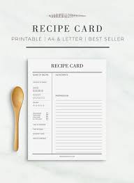 Recipe Card Printable Recipe Cards Us Letter Half Letter Etsy Binder Recipe Book Recipe Cards Template Recipe Cards