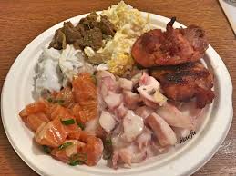 Puleʻanga fakatuʻi ʻo tonga), is a polynesian country, and also an archipelago comprising 169 islands, of which 36 are inhabited. Plate Of Island Goodness Of Food Salmon Poke Hawaiian Bbq Chicken Potato Salad Creamy Octopus Beef Curry And Coconut Crea Island Food Polynesian Food Food