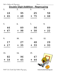 The size of the pdf file is 26723 bytes. Using Double Digit Addition With Regrouping Worksheet Pack Students Solve Doubl Addition With Regrouping Worksheets Math Fact Worksheets Double Digit Addition