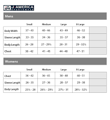 j america sizing chart amerasport