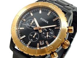 Black And Rose Gold Mens Watch New Fossil Mens Watch Black Steel Bracelet Rose Gold Keaton Chrono Box Ch2817