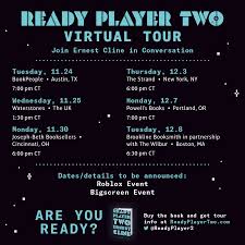 To promote this book, he is going on a while we don't know exactly what the event is going to be, it was announced via the ready player two twitter. Ready Player Two Virtual Roblox Event Games Predator