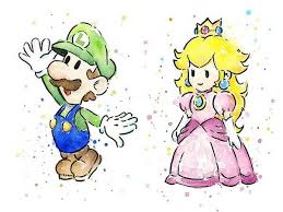 Super Mario Bros Themed Portrait Watercolor Art Prints Dessin Jeux Video Dessin Kawaii Dessins Faciles