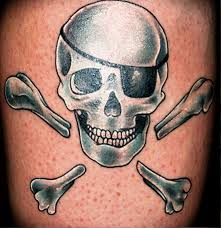 Vintage biker skull with crossed piston emblem. Skull And Crossbones Tattoo Designs On Calf Traffic Surf