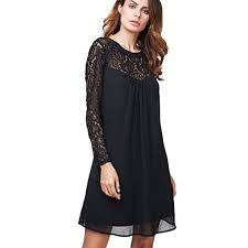 Women S Casual Dresses Vanberfia Womens Long Sleeve Lace Patchwork Loose Casual Mini Chiffon Dress Check Out Chiffon Dress Lace Dress Casual Casual Dresses