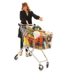 Shopping cart Grocery store Dairy, shopping cart, woman in front ...