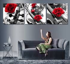 Black And White Wall Painting Flowers Pin By Dani On Home Decor Red Wall Art Canvas Wall Art Oil Painting On Canvas