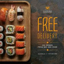 japanese restaurant delivery offer fresh sushi instagram ad 1080x1080px graphics template edit online and downloa food menu design food photoshoot fresh sushi