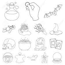 Attributs Et Symboles D'accessoires De Sorcière Clip Art Libres De Droits ,  Vecteurs Et Illustration. Image 93011517.