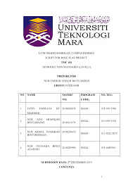 *) dapat berubah dengan pemberitahuan. Role Play Tmc401 Role Play Studocu