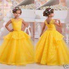 Yellow Pink Flower Girl Dress Party Prom Formal Ball Gowns Lace Up Straps Custom Ebay Yellow Flower Girl Dresses Pink Flower Girl Dresses Flower Girl Dresses