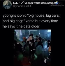 I Wanna Big House Big Cars And Big Rings Love This Video In 2020 Bts Funny Videos Bts Video Bts Yoongi