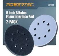 46900 5 Inch 8 Holes Foam Interface Pad, Hook and Loop Backing Pads for Orbital Sander, 2 PK