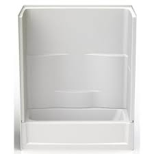 Shower pan forms a complete enclosure using low curbs you must step over to enter the shower. Aquatic Remodeline 60 In X 30 In X 72 In 2 Piece Bath And Shower Kit With Left Drain In White 2603302pl Whhd The Home Depot
