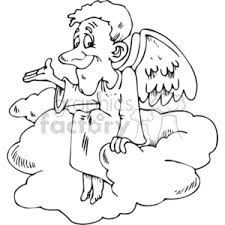 Join three connected lines to the left edge of the oval. Cartoon Drawing Of Angel Sitting On A Cloud Clipart Commercial Use Gif Wmf Svg Clipart 164753 Graphics Factory