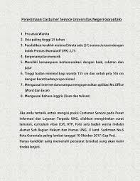 Surat lamaran kerja informasi dari teman. Universitas Negeri Gorontalo Lowongan Pekerjaan Untuk Posisi Costumer Service Pada Pusat Informasi Dan Layanan Terpadu Ung Bagi Teman Teman Yang Tertarik Silahkan Mengirimkan Surat Lamaran Dan Harus Memenuhi Persyaratan Yang Ditentukan