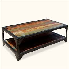 Molino Reclaimed Wood 2 Tier Wrought Iron Industrial Coffee Table Reclaimed Wood Coffee Table Coffee Table Wood Wood Furniture