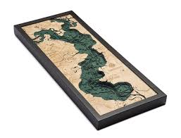 Lake Houston Texas Wood Carved Topographic Depth Chart Map