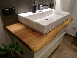 Waschtischplatte Waschtisch Badezimmer Holzplatte Eiche Massiv Geolt Baumkante Ebay In 2020 Waschtischplatte Waschtisch Holz Badezimmer Waschtisch Holz