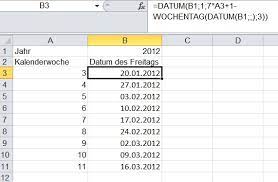 In this tutorial, you will lean a quick way to calculate percentages in excel, find the basic percentage formula and a few more formulas for calculating percentage increase, percent of total and more. Datum Des Freitags Montags In Der Kalenderwoche Mit Excel Berechnen Computerwissen De