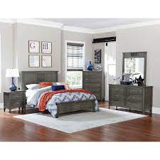 It includes two nightstands and one bed, all made from a blend of solid and engineered wood in a neutral hue. Bedroom Set Full Bedroom Set Up