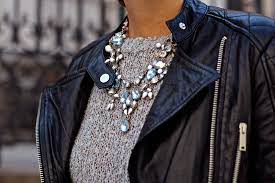 Balance A Feminine Statement Necklace With An Edgy Leather Jacket Fashion Clothes Edgy Leather Jacket