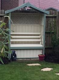 Cuprinol Painted Arbour Willow And Country Cream Pallet Garden Walls Small Garden Arbour Garden Arbor
