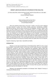 Malaysia's economy is projected to bounce back after hitting negative gdp growth in 2020 due to the pandemic led economic damage. Pdf Migrant Labour And Issues On Outsourcing System In Malaysia