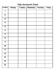 Daily Homework Check Recording Chart By Educatingonedge Tpt