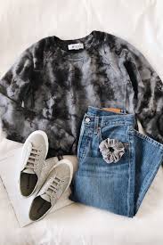 Black And Grey Tie Dye Sweatshirt Yara Washed Black And Grey Tie Dye Pullover Cropped Sweatshirt Tie Dye Fashion Crop Sweatshirt Fashion