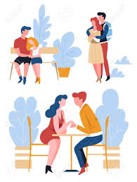 Above all, i am a happy woman and i enjoy life. Romantic Relationship Couples On Date Isolated Characters Love Royalty Free Cliparts Vectors And Stock Illustration Image 126820586