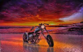 Sunset 3d Render Custom Motorcycle Motorcycle Custom Motorcycle Sunset