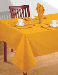 Yellow Table Linen Set For 6 Seat Table Includes Rectangular Tablecloth 6 Napkins Table Runner Premium Cotton Yellow Table Table Cloth Yellow Tablecloth