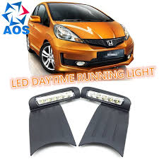 2pcs Set Car Styling Led Drl Light Car Daylight Daytime Running Lights For Honda Jazz Fit Rs 2011 Waterproof Honda Jazz Car Set Car Lights