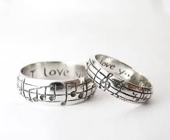 Custom Music Note Wedding Bands Original Real Music Notes Etsy Nerd Wedding Rings Music Rings Music Note Ring