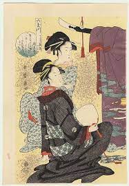 hinazuru of the chojiya by utamaro from the six jewel rivers series as an homage this print wa japanese woodblock printing japanese printmaker japanese art