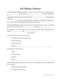 Who are the recommended pet sitters in south africa? Pet Sitting Contract Template Download Printable Pdf Templateroller
