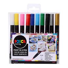 Uni Posca Marker Pen Pcf 350 Brush Set Of 10 Assorted
