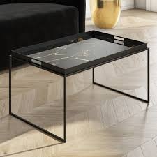 Coffee table tray with coasters, rustic ottoman decorative tray with metal handles, wooden serving trays, decoration for living room ottomans, large wood tables farmhouse kitchen home decor (caramel) 4.7 out of 5 stars 54. Medium Black Tray Table Coffee Table Lux Furniture123