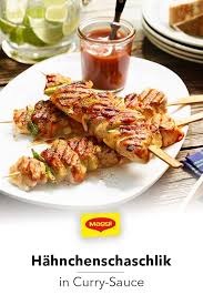 Gegrilltes Hahnchenschaschlik In Curry Sauce Rezept Schaschlik Hahnchen Fleisch Gerichte