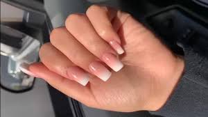 Short Square Pink And White Ombre Acrylic Nails Youtube