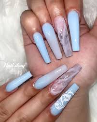449 Likes 0 Comments Nail Story Of Chino Hills Nailstory Ca On Instagram From Above Purple Acrylic Nails Blue Acrylic Nails Baby Blue Nails